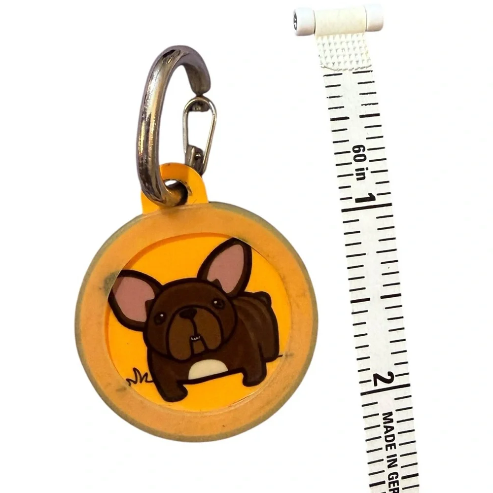 Cute Brown French Bulldog Pet ID Tag - Yellow Background